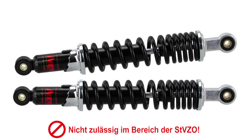 SET: Federbeine 340mm (neue Bauart) 5-fach verstellbar (schwarz/chrom) für S50, S51, S70 **