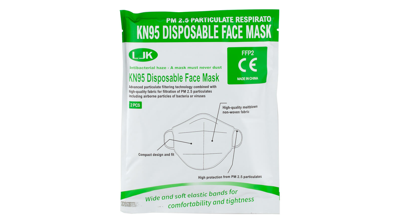 Lackierschutzmaske für Erwachsene 2er Pack FFP2 / KN95