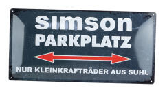 3D-Blechschild "SIMSON-Parkplatz" grau/weiß