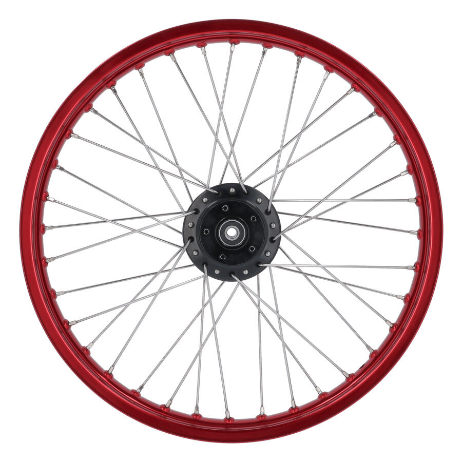 Speichenrad Alu rot 1,6x19" für Scheibenbremse (Nabe schwarz)