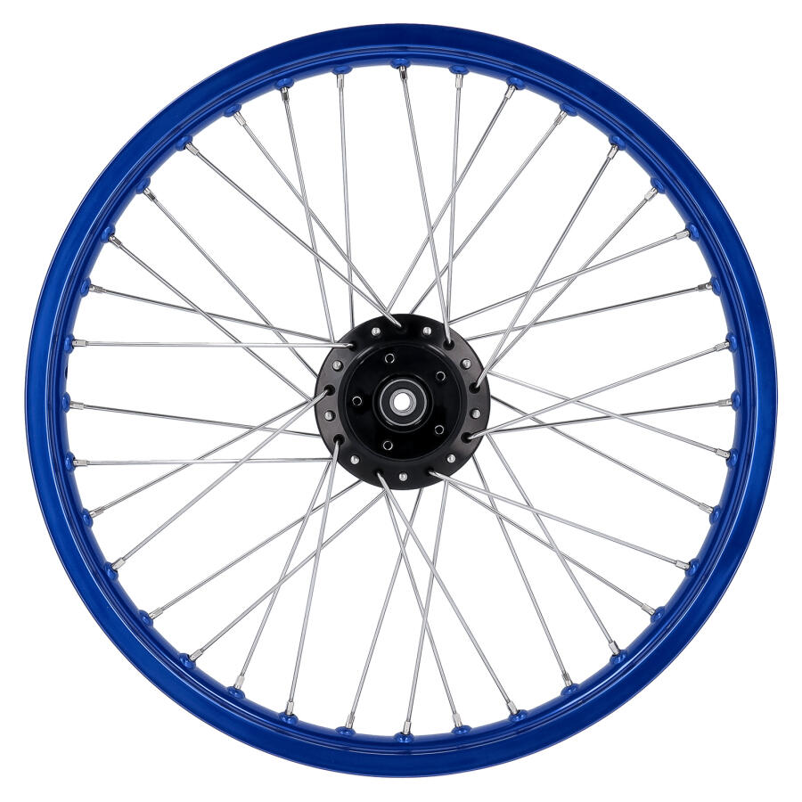 Speichenrad Alu blau 1,6x19 für Scheibenbremse (Nabe schwarz