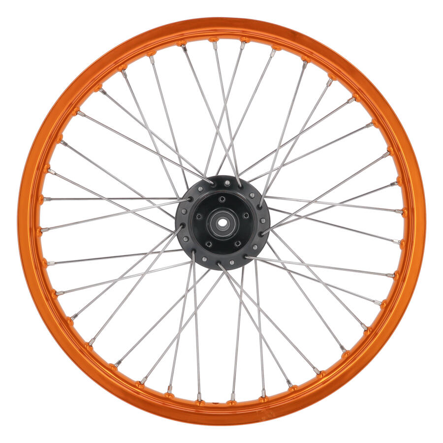 Speichenrad Alu orange1,6x17" für Scheibenbremse (Nabe schwarz)