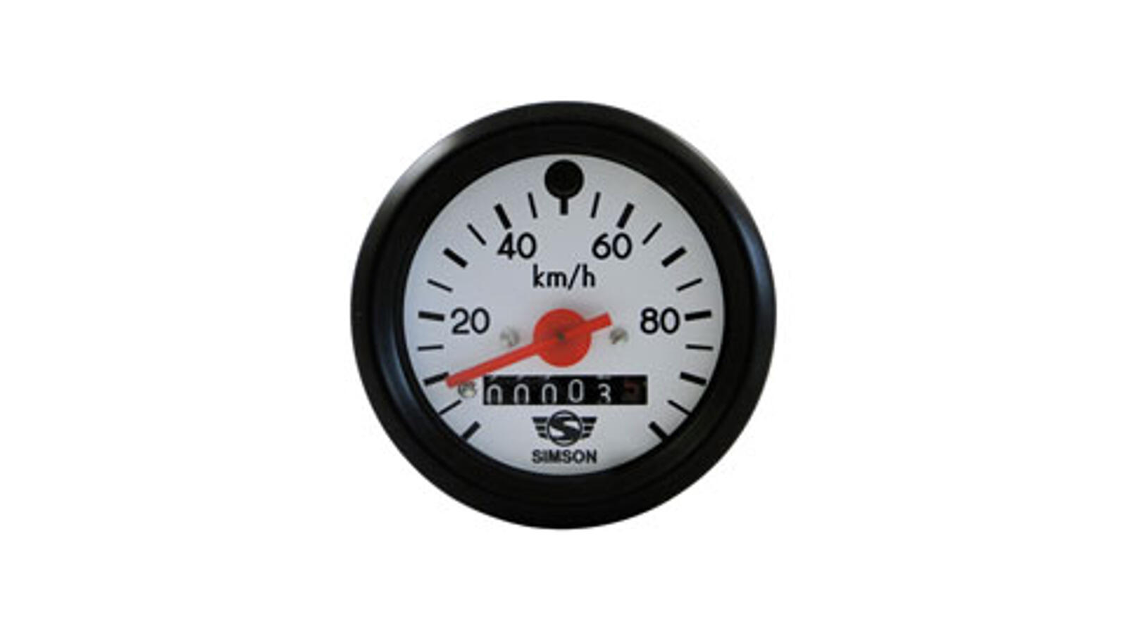 Tachometer Ziffernblatt weiß, Zeiger rot 100km/h für Simson S51, S70