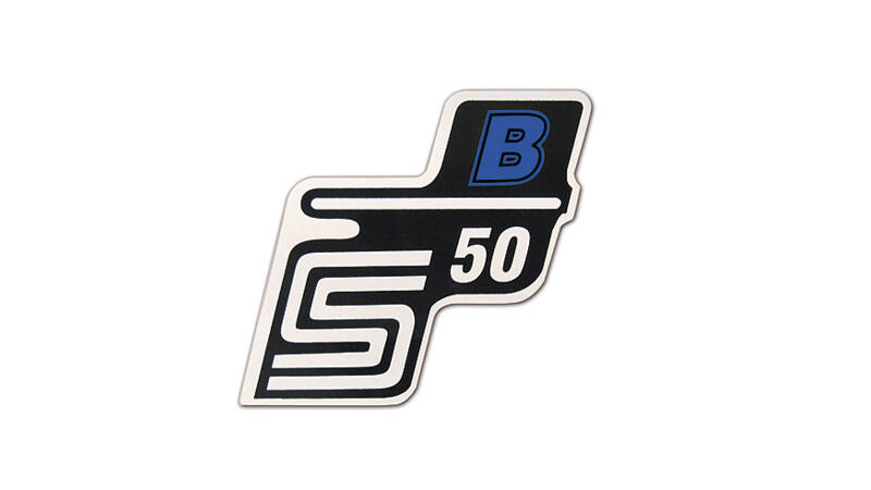 Schriftzug S50 B für Seitendeckel blau