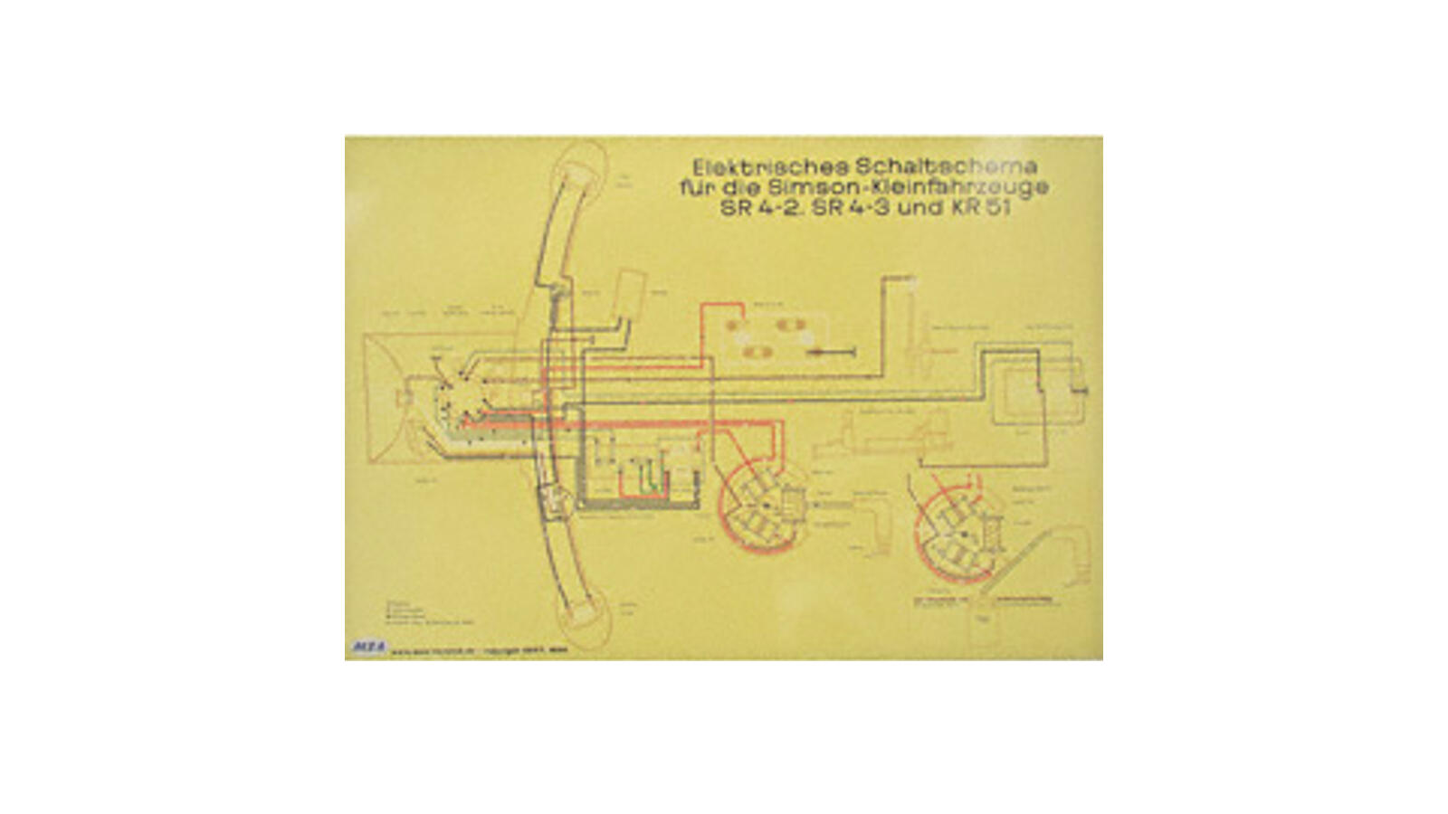 Schaltplan Farbposter (72x50cm) 6V Unterbrecher für Simson SR4-2,-3  KR51