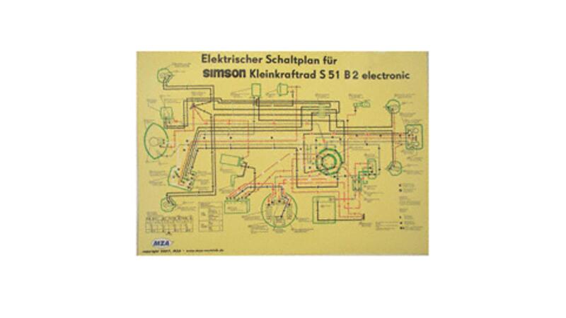 Schaltplan Farbposter (69x49cm) 6V Elektronic für Simson S51 B2