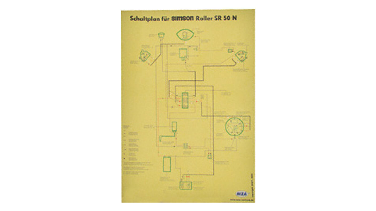 Schaltplan Farbposter (40x57cm) 6V Unterbrecher für Simson SR50N