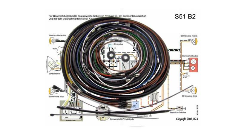 KWO Kabelbaum inkl. Schaltplan für Simson S51 B2 6V Elektronik