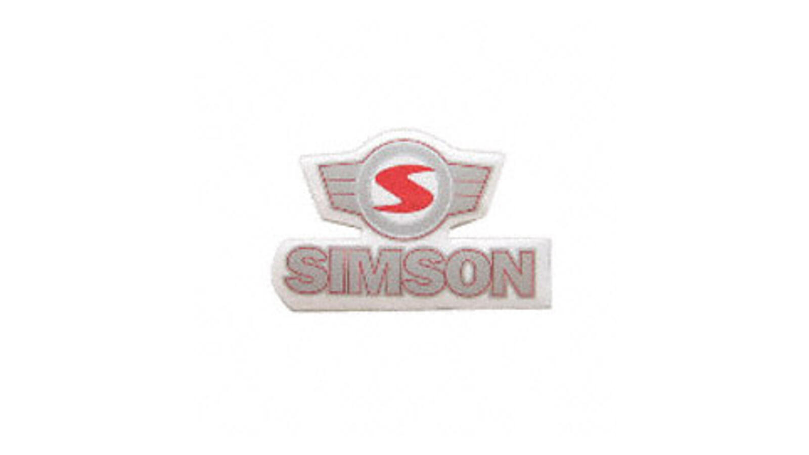 Schriftzug Simson mit Emblem rot-silber Klebefolie