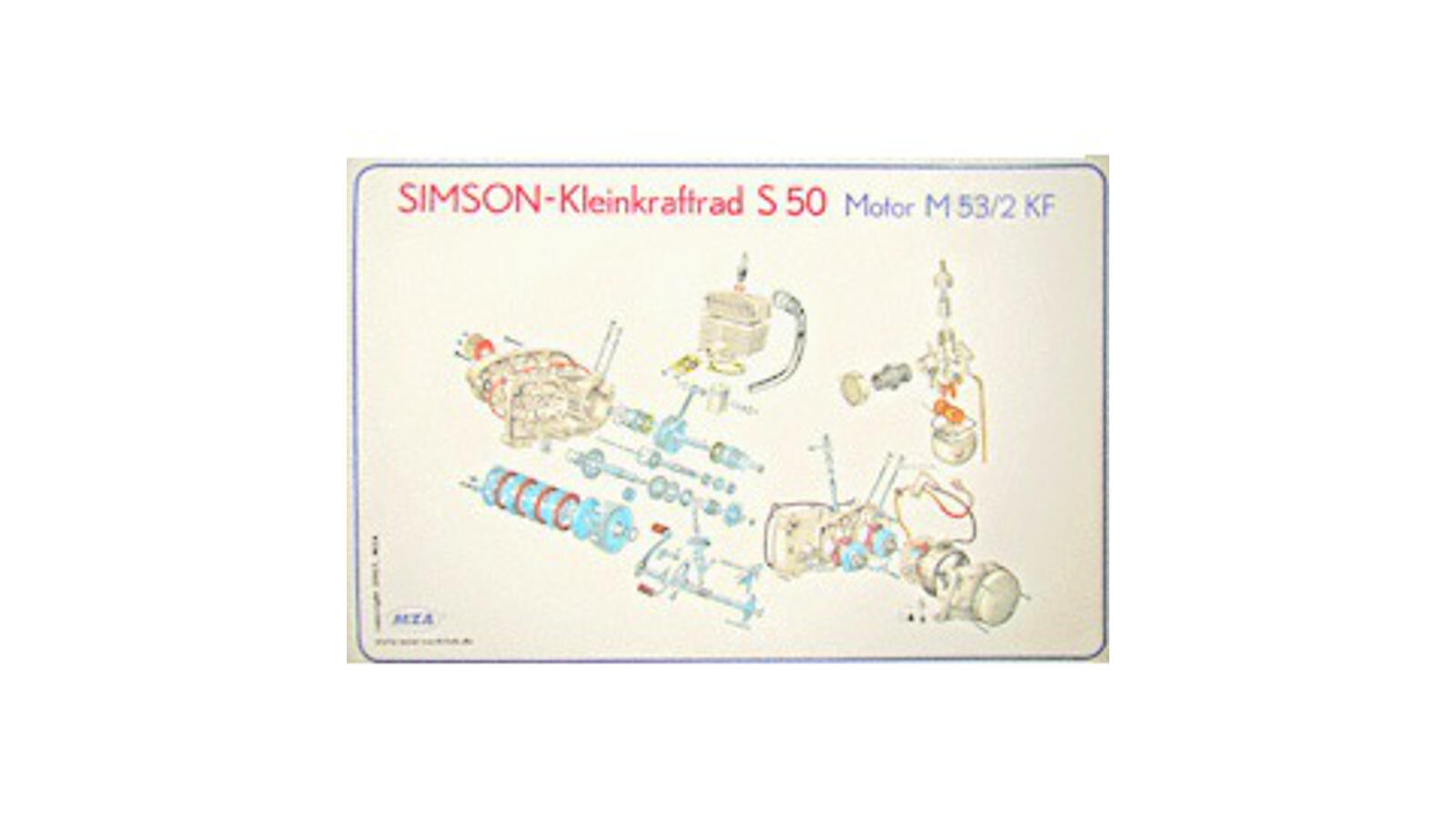 Explosionsdarstellung (72x50cm) für Simson S50 Motor M53/2KF