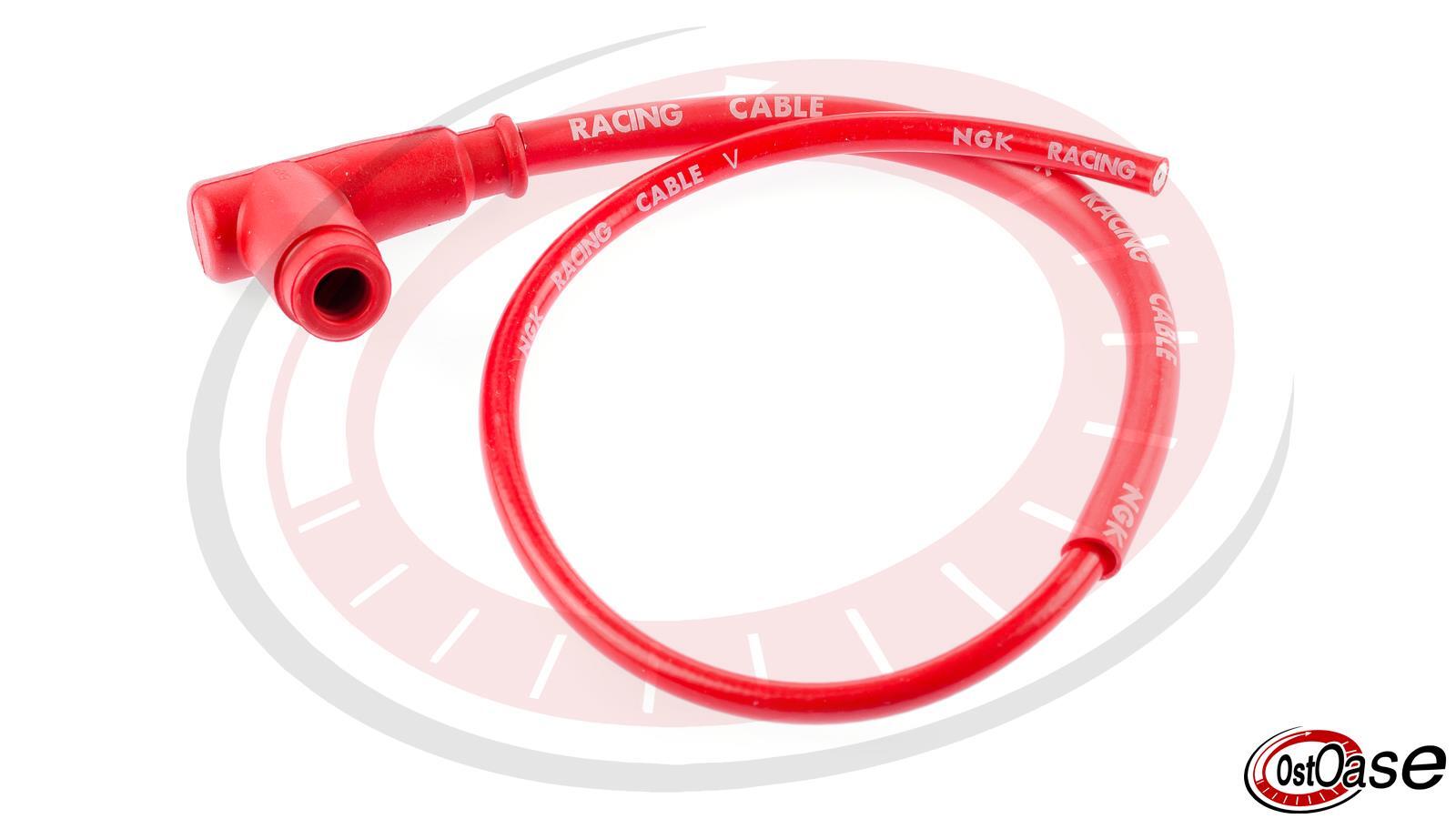 NGK Racing-Zündkerzenstecker CR2 (5 K-Ohm) mit rotem Hochleistungs-Silikonzündkabel