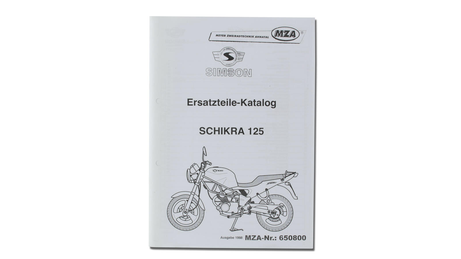 Ersatzteilkatalog Ersatzteilliste Motorrad Simson SCHICKRA 125 Reprint Broschur 