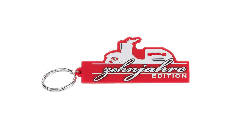 Schlüsselanhänger rot "10 Jahre Edition"